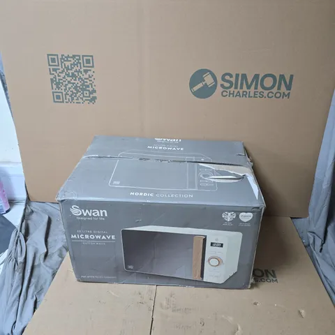 SWAN NORDIC COLLECTION 20 LITRE DIGITAL MICROWAVE β GLASS BROKEN ON DOOR