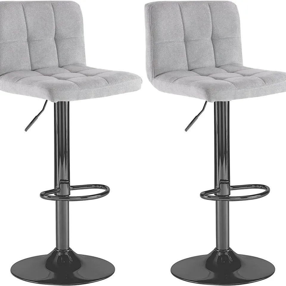 BOXED NEO 2X FABRIC CUBAN SWIVEL BAR STOOLS WITH A MATT BLACK LEGS - DARK GREY (1 BOX)