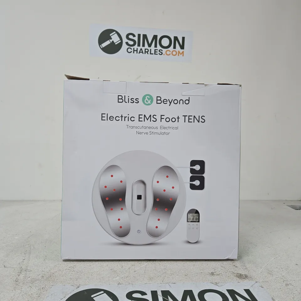 BLISS & BEYOND ELECTRIC EMS FOOT TENS – TRANSCUTANEOUS ELECTRICAL NERVE STIMULATOR, BOXED