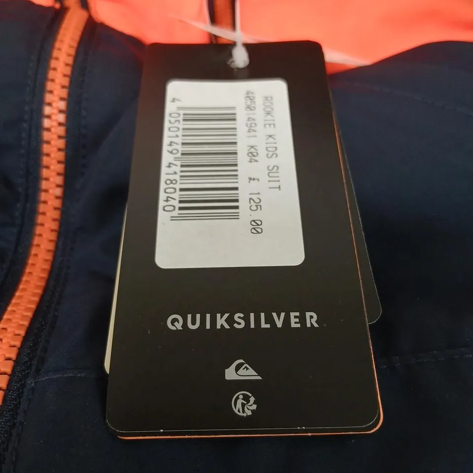 ELEVEN QUIKSILVER ROOKIE KIDS SUIT – NAVY/ORANGE, SIZES K04 & K06