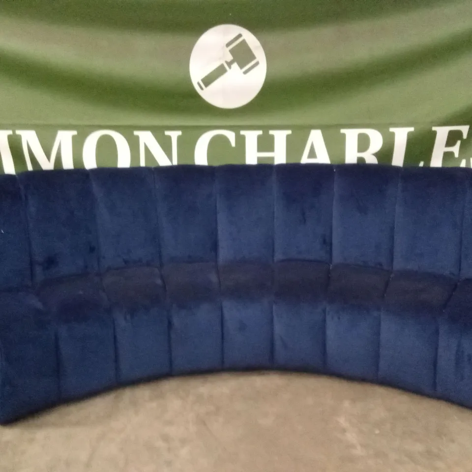 QUALITY DESIGNER CURVED DEEP BLUE FABRIC ARMLESS SOFA