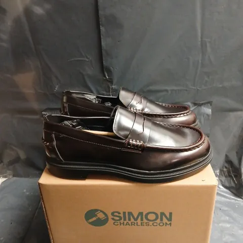 BERSHKA BROWN LEATHER LOAFERS – MEN'S DRESS SHOES UK 10