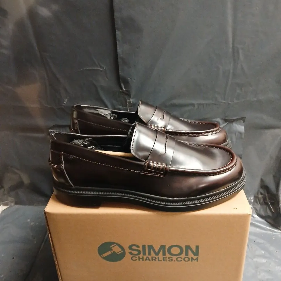 BERSHKA BROWN LEATHER LOAFERS – MEN'S DRESS SHOES UK 10