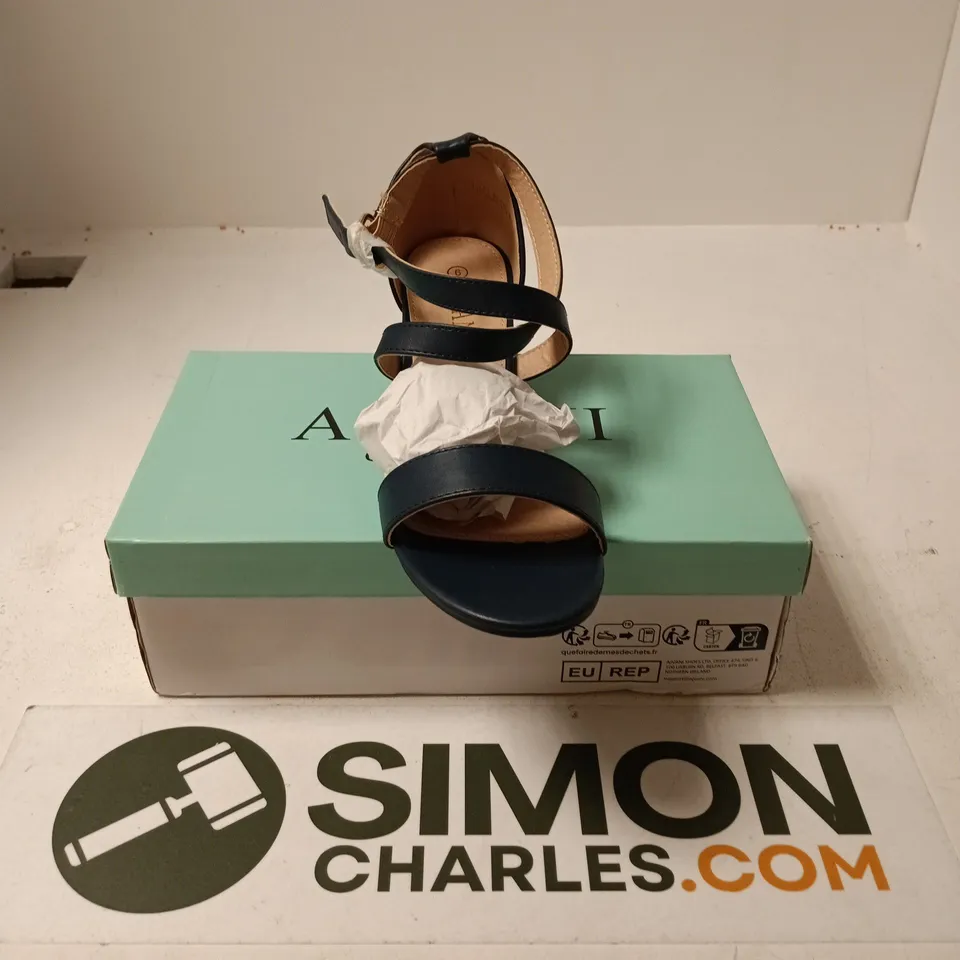 BOXED PAIR OF AJVANI COLLECTION HALLIE 110 HEELS IN NAVY - SIZE 6