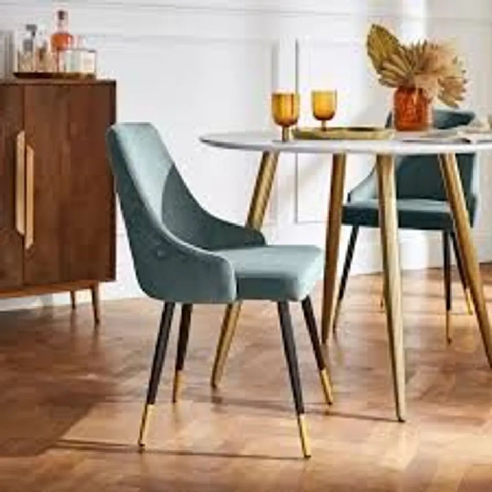 BOXED ARIANA SET OF 2 DINING CHAIRS - TEAL VELVET
