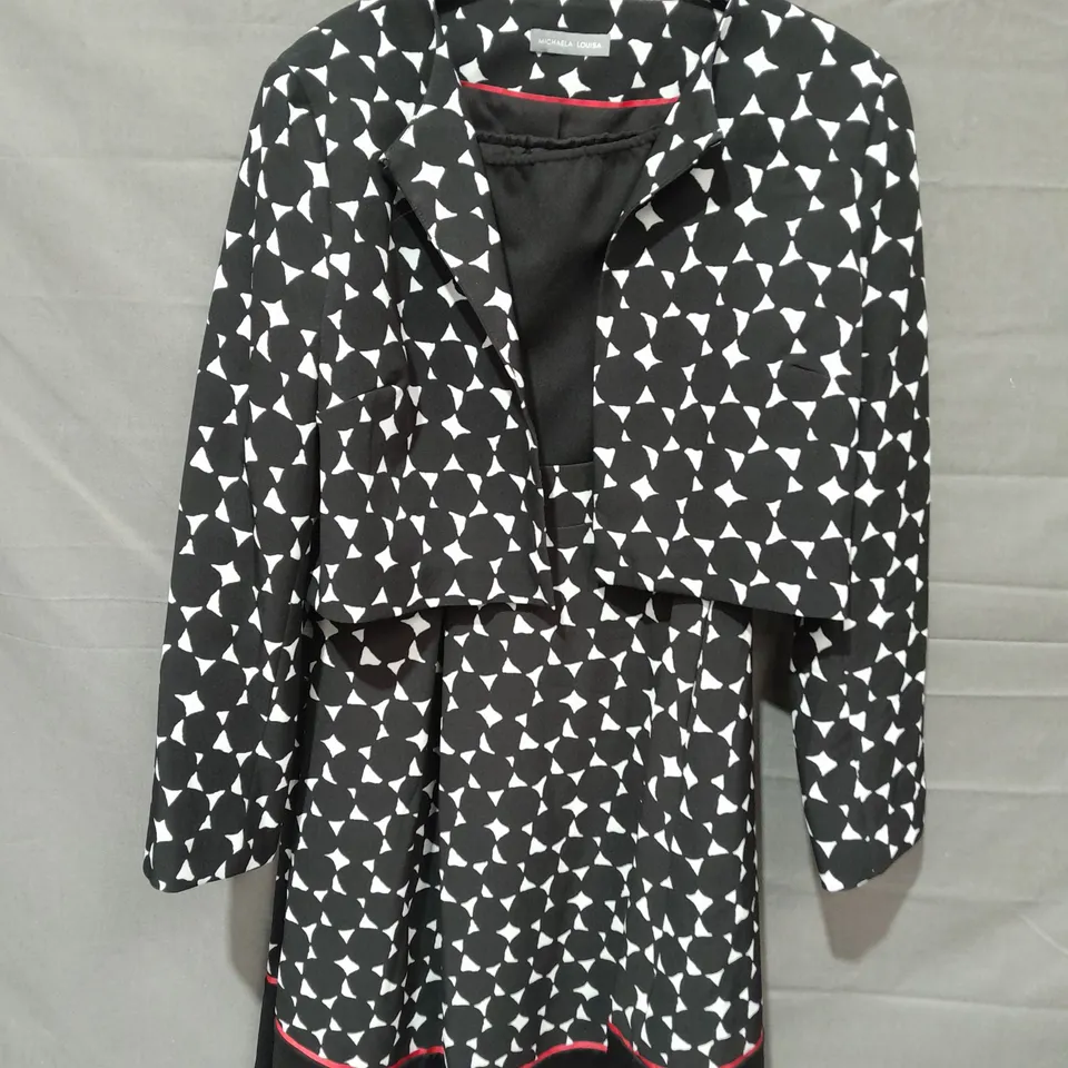 MICHAELA LOUISA PATTERNED BLACK DRESS AND SHOULDER JACKET - UK 14