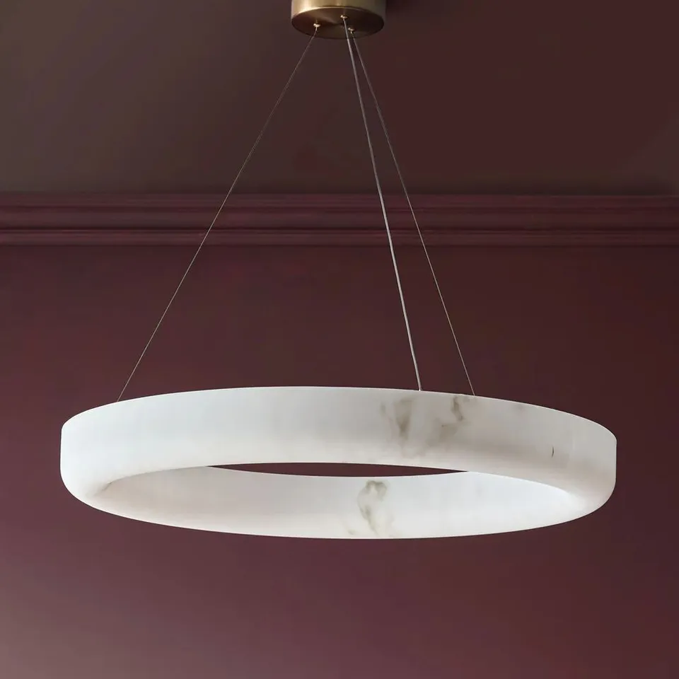 BOXED DANETTI SADIE NATURAL ALABASTER EFFECT LARGE ROUND PENDANT LIGHT