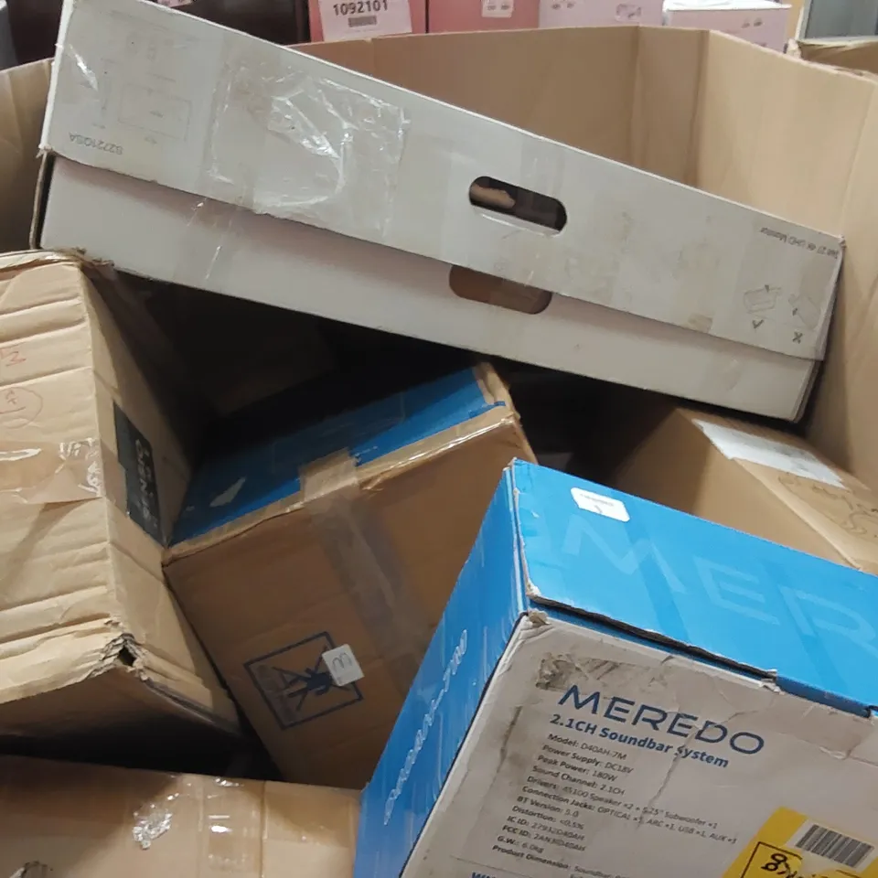 PALLET OF ASSORTED CONSUMER PRODUCTS TO INCLUDE: FABULETTA AIR FRYER, 15L MINI FRIDGE AND WARMER, AIR PURIFIER, RELAXATION FOOD SPA, MULTI-FUNCTION STEAM CLEANER ECT
