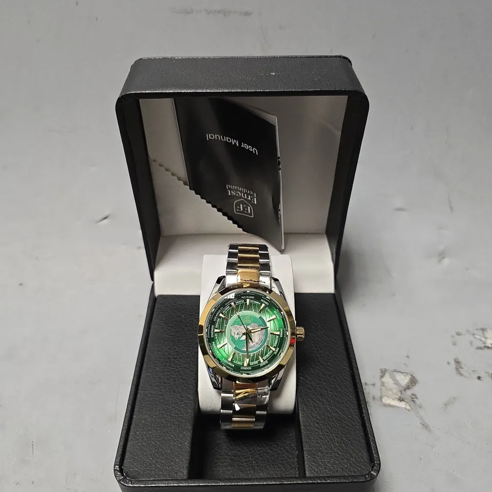  ERNEST FERDINAND WATCH – GLOBAL DIAL – STAINLESS STEEL STRAP – 3ATM WATER RESISTANT - GIFT BOX