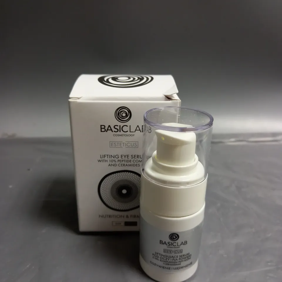 BOXED BASIC LAB COSMETOLOGY LIFTING EYE SERUM WITH 10% PEPTIDE COMPLEX AND CERAMIDES (15ML)