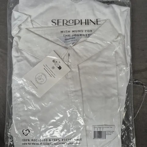 SERAPHINE BUTTON DOWN SHIRT IN WHITE UK SIZE 12