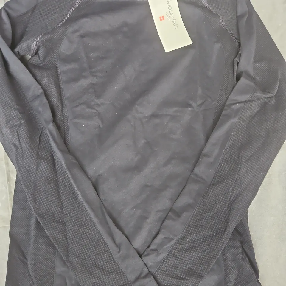SWEATY BETTY ATHLETE SEAMLESS WORKOUT LONG SLEEVE TOP IN BLACK SIZE SMALL
