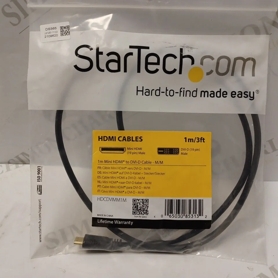 LOT OF 5 STARTECH.COM 1M MINI HDMI TO DVI-D CABLE