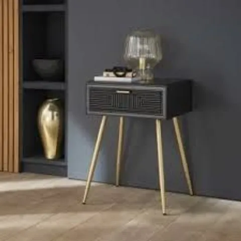 BRAND NEW BOXED ADDISON 1 DRAWER BLACK BEDSIDE TABLE