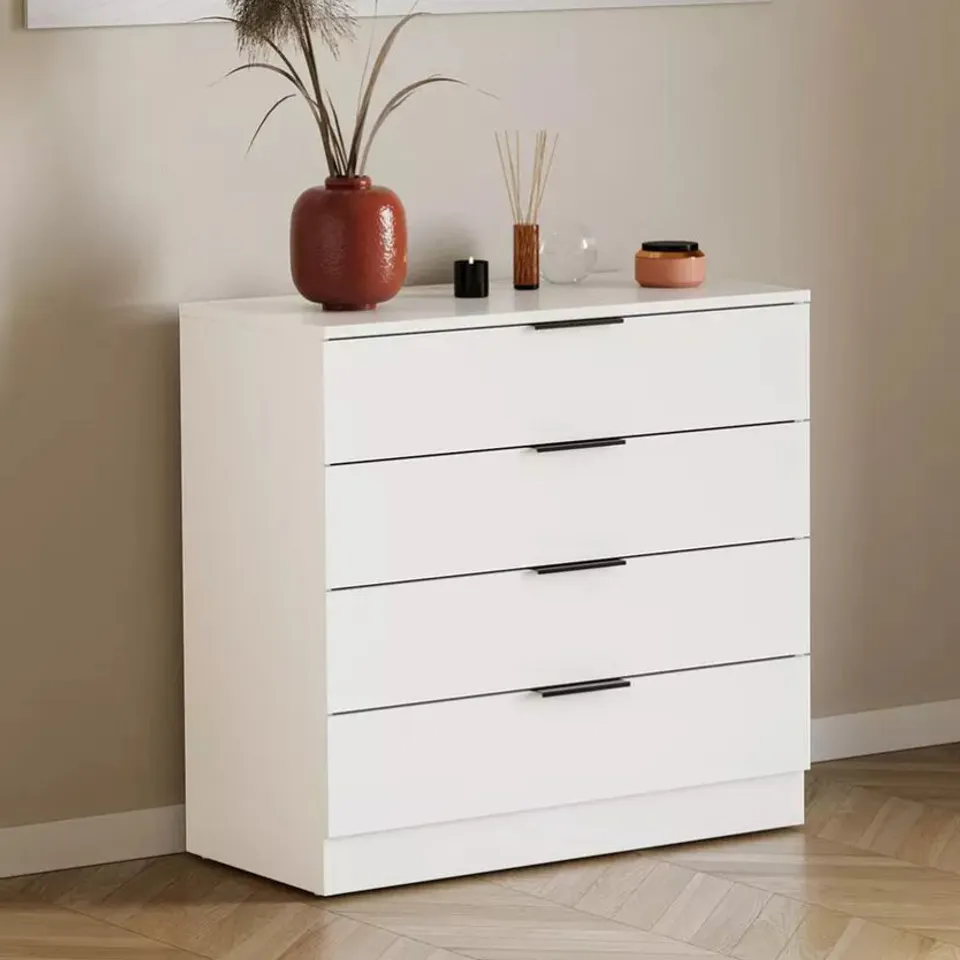BOXED TREGA 4 DRAWER CHEST - WHITE (1 BOX)