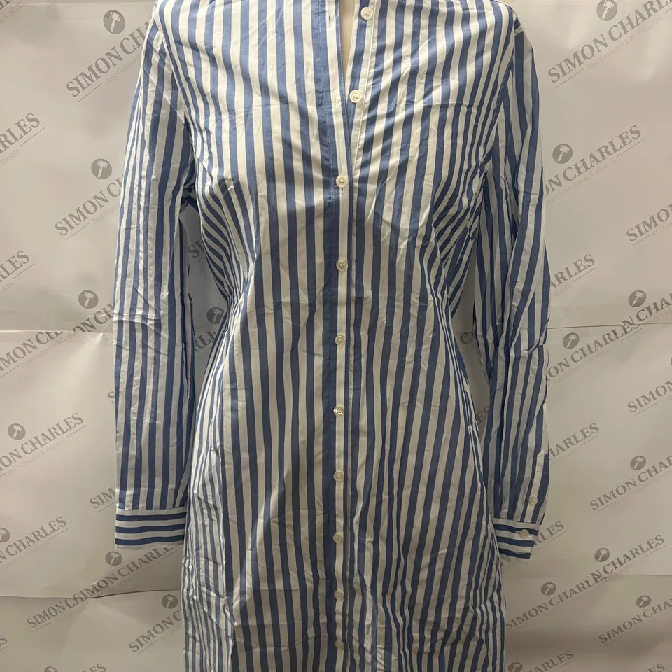 BODEN COTTON BELTED SHIRT DRESS IN NAVY SIZE 12L