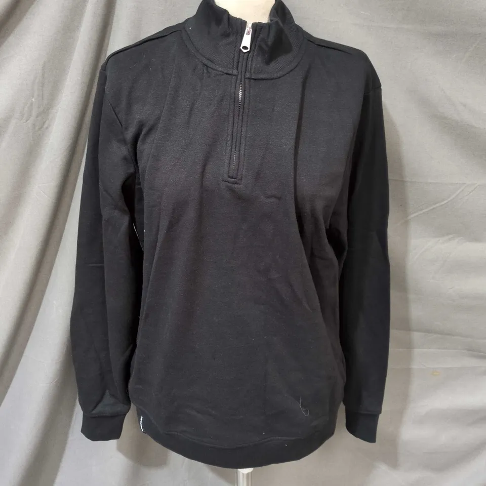 THREADBARE MEN'S FLEECE 1/4 ZIP SWEATSHIRT – BLACK, SIZE M