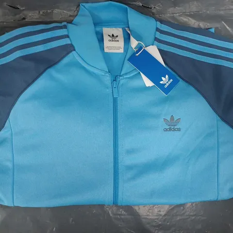 ADIDAS LONG SLEEVE JACKET IN TWO TONE BLUE SIZE LARGE