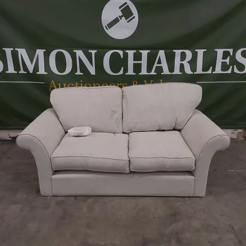 QUALITY DESIGNER BEIGE FABRIC UPHOLSTERED SOFA
