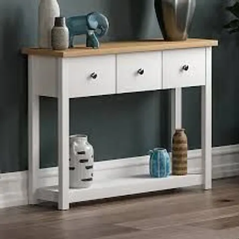 BOXED VIDA ARLINGTON 3 DRAWER CONSOLE TABLE - WHITE (1 BOX)