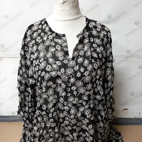 MASAI COPENHAGEN GAZAL TUNIC IN BLACK LEAVES SIZE 2XL 