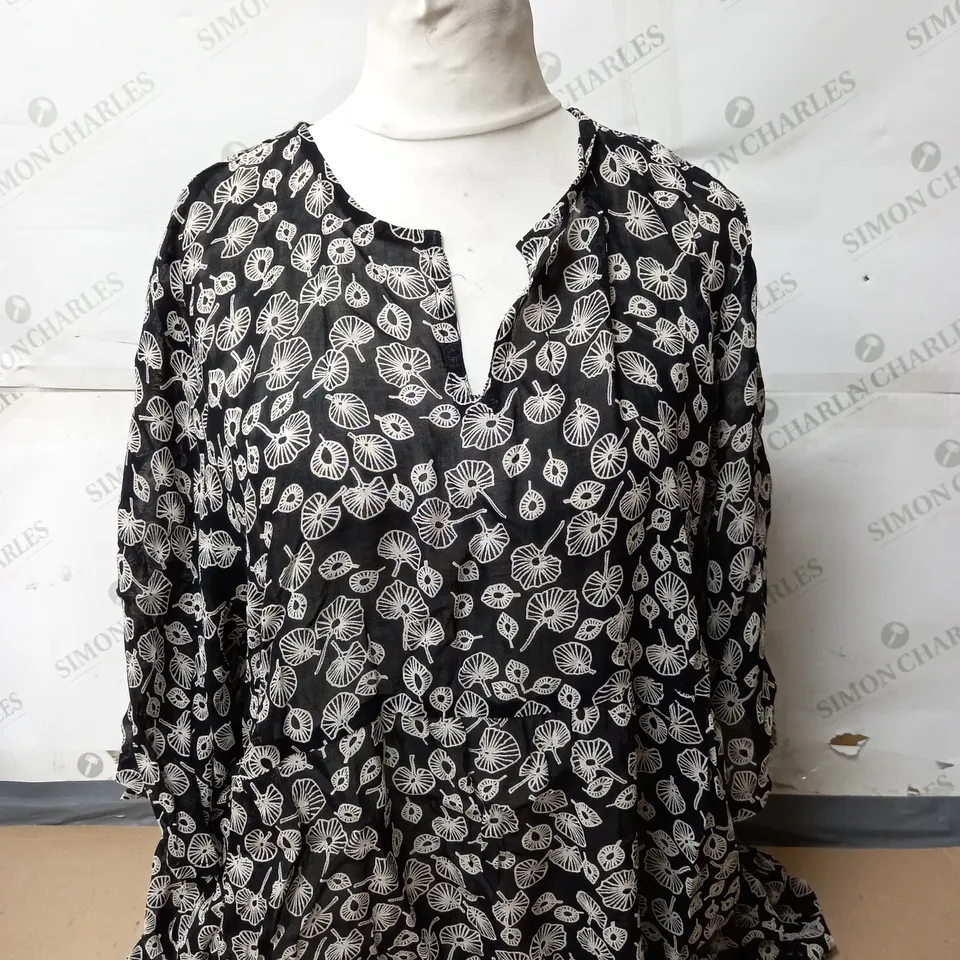 MASAI COPENHAGEN GAZAL TUNIC IN BLACK LEAVES SIZE 2XL 