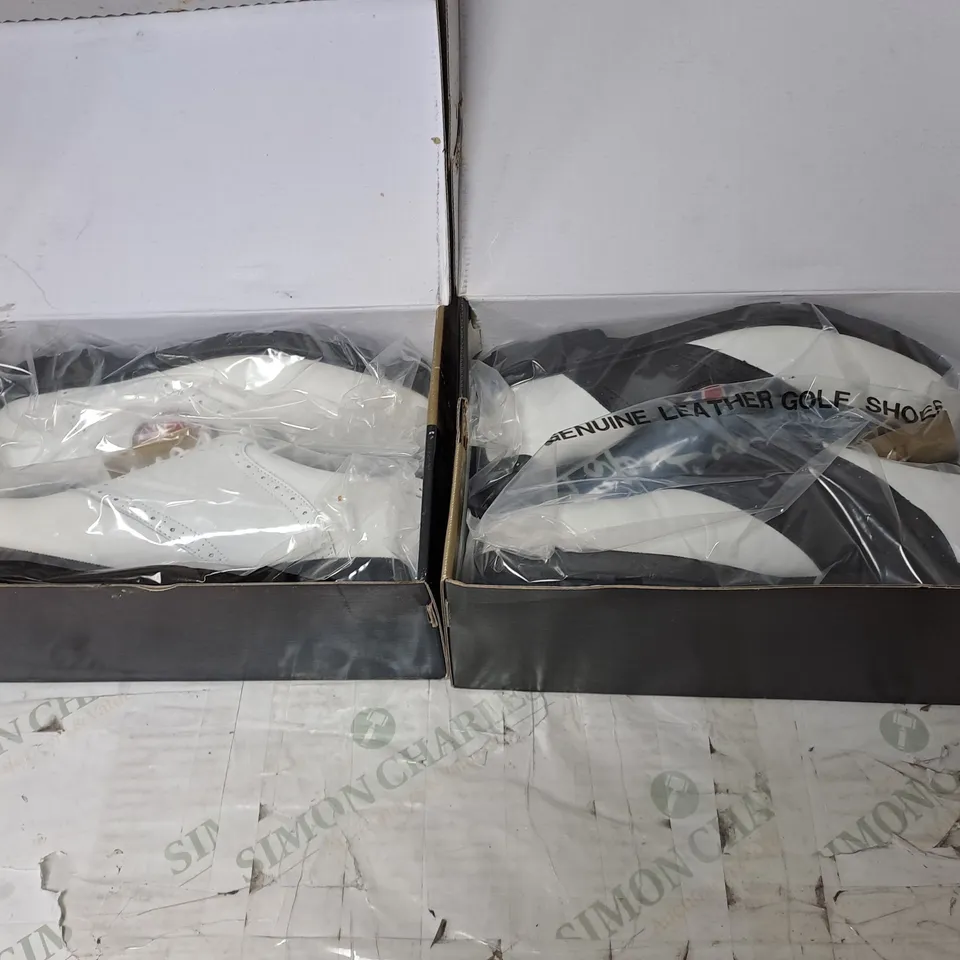 APPROXIMATELY 12 PAIRS  OF BOXED TOP LINE GOLF GENUINE LEATHER GOLF SHOES