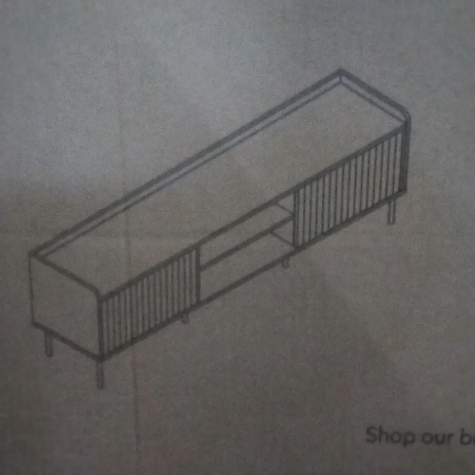 BOXED GEORGI EXTRA WIDE TV UNIT IN GREY - H54 X W180 X D40 CM 