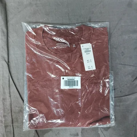 ABERCROMBIE & FITCH CROPPED FIT PREMIUM HEAVYWEIGHT T-SHIRT IN BROWN SIZE MEDIUM