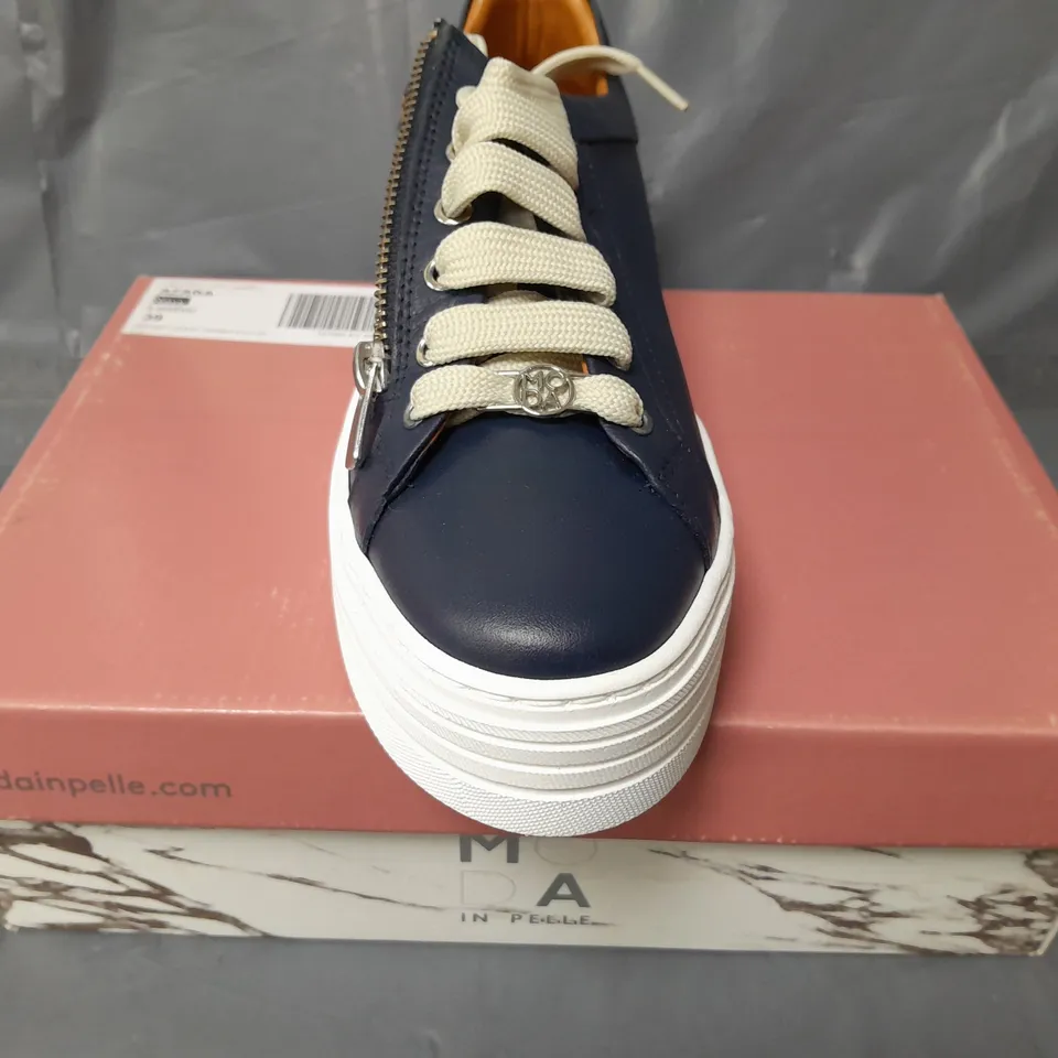 MODA IN PELLE WOMEN'S AZARA NAVY LEATHER TRAINERS SIZE 6