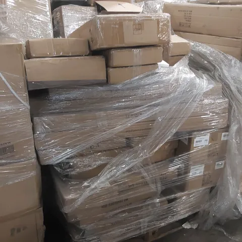 PALLET OF ASSORTED ITEMS INCLUDING: DRESSING TABLE STOOLS, GARDEN SCREENING, UNDER SINK BATHROOM CABINET, FLOATING SHELF ECT