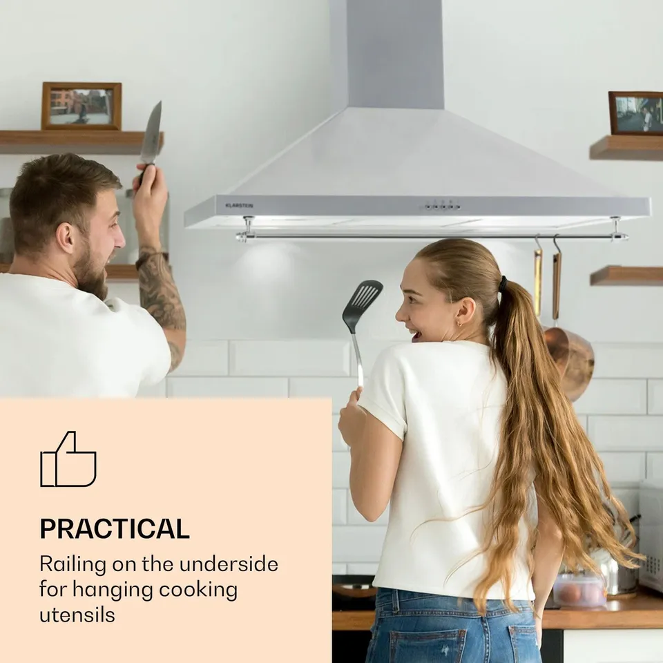 COOKER HOOD 90 CM KITCHEN EXTRACTOR CHIMNEY HOOD STAINLESS STEEL 610 M³/H GREY