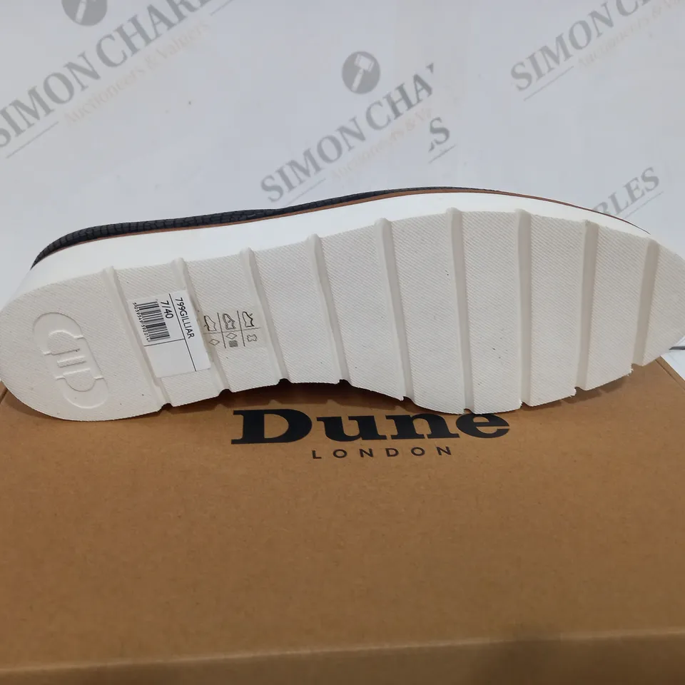 DUNE FLATFORM LOAFER BLACK CROCK SIZE 7 - BOXED 