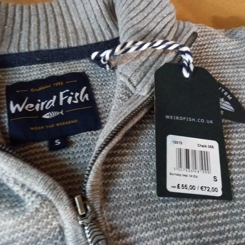WEIRDFISH BURNABY NEP 1/4 ZIP TOP IN CHALK - S