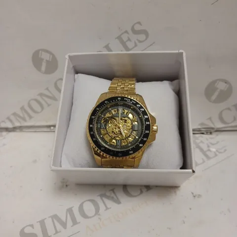 BOXED ANTHONY JAMES TACHYMETER AUTOMATIC SPORTS WATCH - STAINLESS STEEL - WATER RESISTANT. 