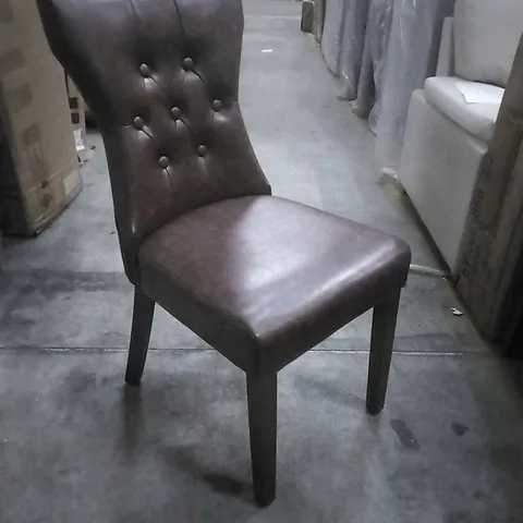 BEWLEY DINING CHAIR, CLUB BROWN PREMIUM FAUX LEATHER & DARK SOLID HARDWOOD (SET OF 4)