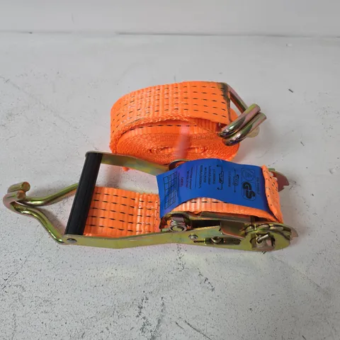 HEAVY-DUTY ORANGE RATCHET TIE-DOWN STRAPS WITH CLAW HOOKS