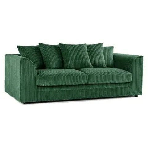 BOXED CORDUROY 3-SEATER SOFA - GREEN (1 BOX)
