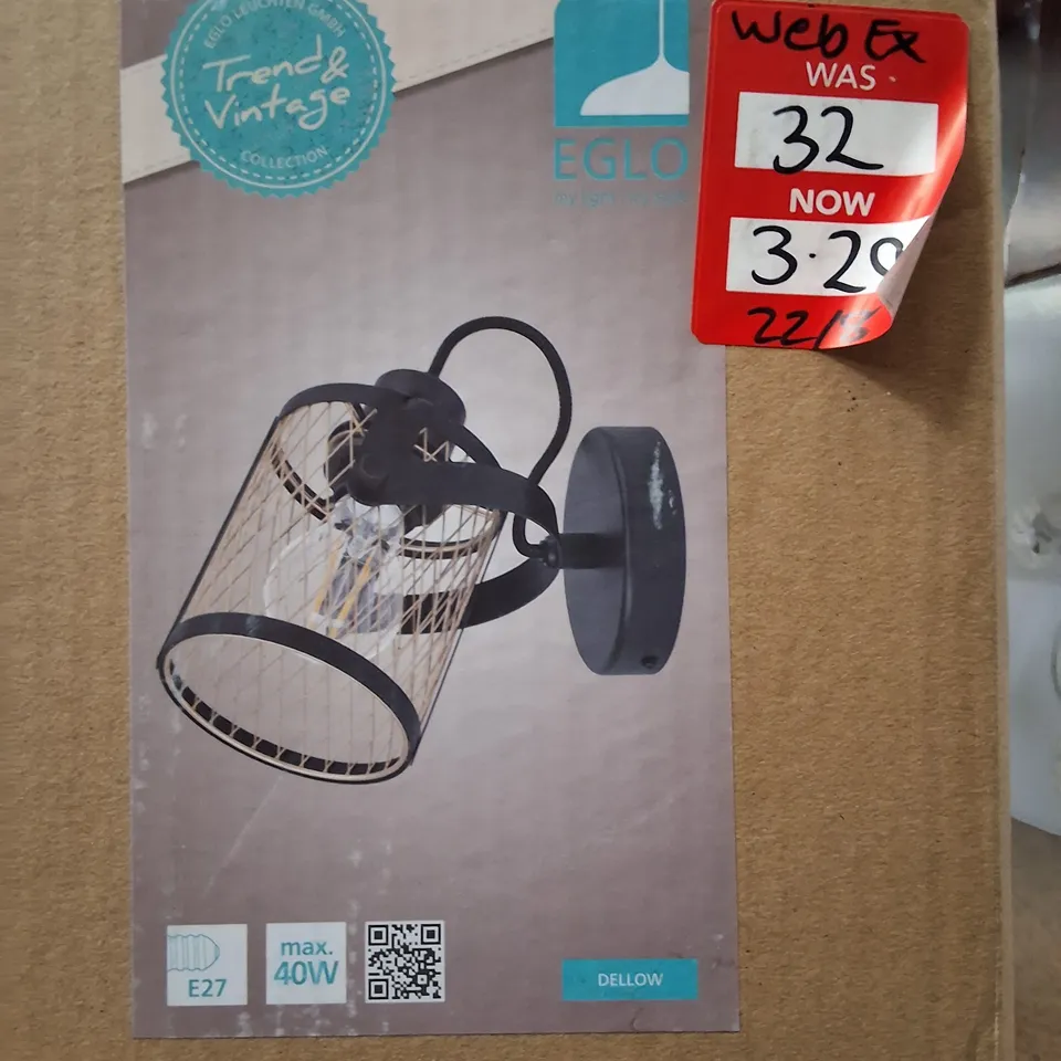 BOXED EGLO WALL LIGHT WITH CAGE SHADE – E27, MAX 40W, BOXED