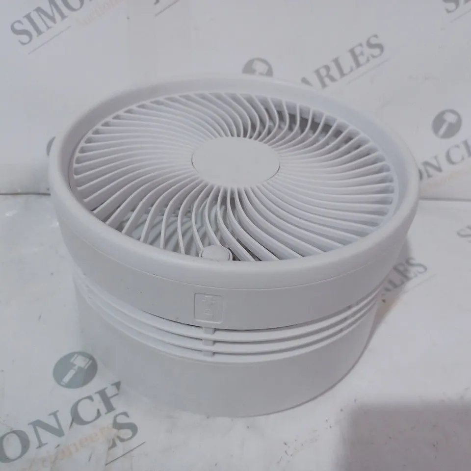 BOXED BELL & HOWELL OSCILLATING FOLDING RECHARGEABLE FAN, WHITE