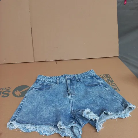DAZY DENIM SHORTS – WOMEN'S BLUE JEANS, FRAYED - SIZE S 
