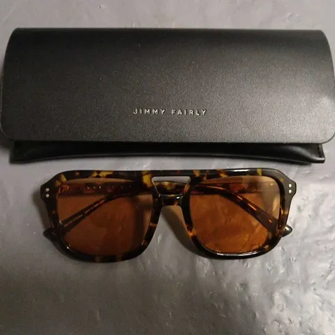 PAIR OF JIMMY FAIRLY BROWN PATTERENED GLASSES