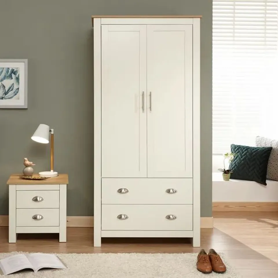 BOXED GFW LANCASTER 2 DOOR 2 DRAWER WARDROBE - CREAM (2 BOXES)