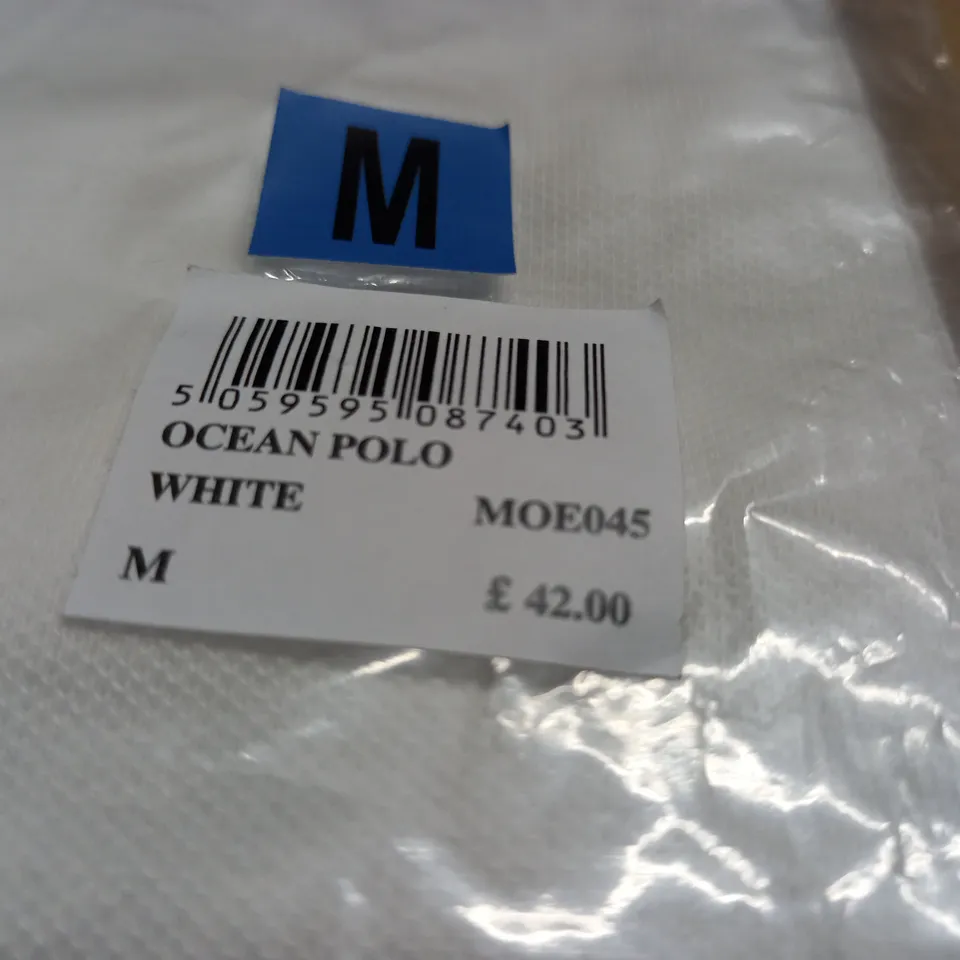 BAGGED CREW CLOTHING OCEAN POLO IN WHITE - M