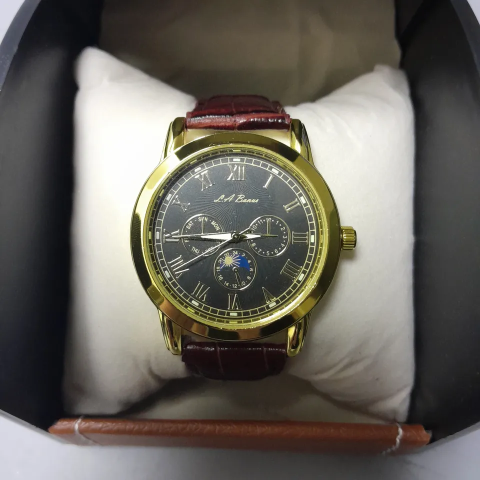 LA BANUS CHRONOGRAPH MOON PHASE STAINLESS STEEL WATCH IN GIFT BOX
