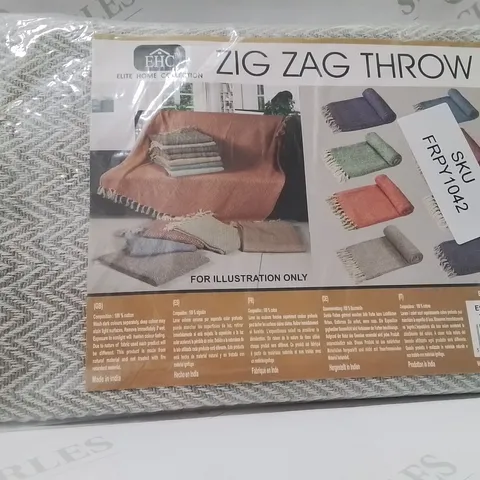 BRAND NEW ELITE HOME COLLECTION CLASSIC ZIG ZAG THROW 125 X 150CM