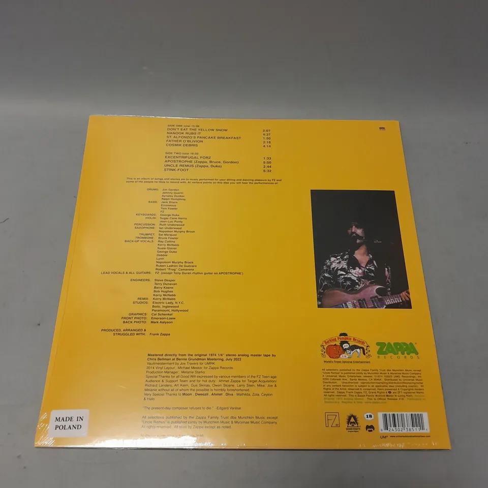 SEALED FRANK ZAPPA APOSTROPHE VINYL