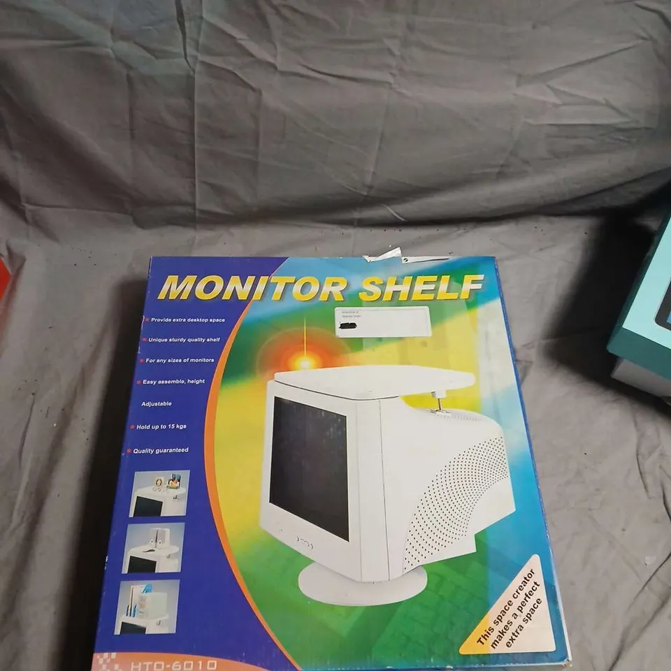 MONITOR SHELF – DESK MONITOR STAND (BOXED) FOR CRT MONITORS CAN HOLD UPTO 15KGS IN WEIGHT .