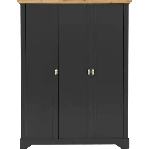 BOXED SPARTA 3 DOOR WARDROBE - GREY/OAK EFFECT (4 BOXES)