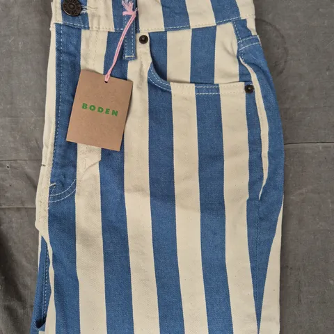 BODEN HIGH RISE STRIPE JEANS IN WHITE/BLUE SIZE 27R